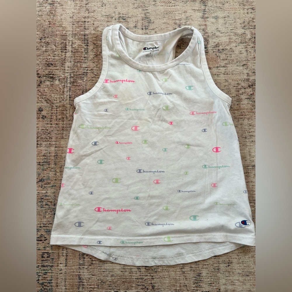 Champion Kids' White Tank Top with Colorful Logo Pattern
